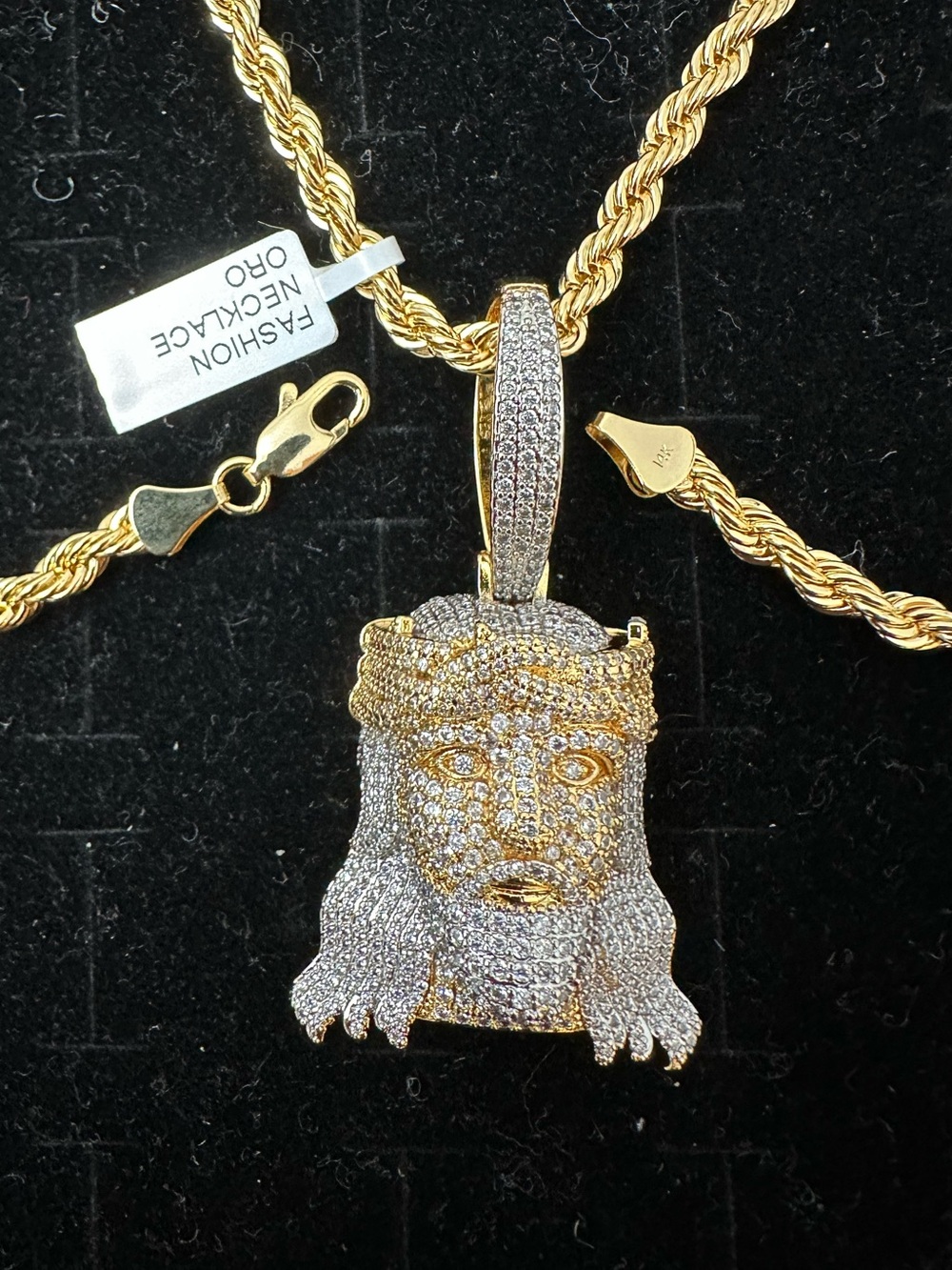New Gold plated Jesus Head Pendant charm with new gold plated necklace chain